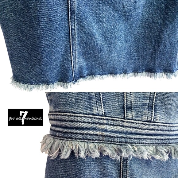 7 For All Mankind NEW MUSE Frayed Fitted Vintage Denim Dress S - Picture 7 of 12